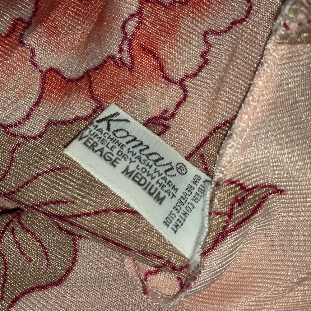 v i n t a g e :: Set Floral Long Satin Nylon Peignoir Slip Dress Robe - Picture 10 of 16